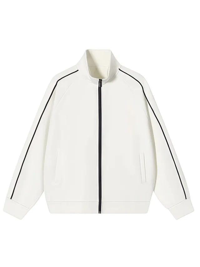 JYG Garment custom Contrast Piping Mock Neck Jacket - front view