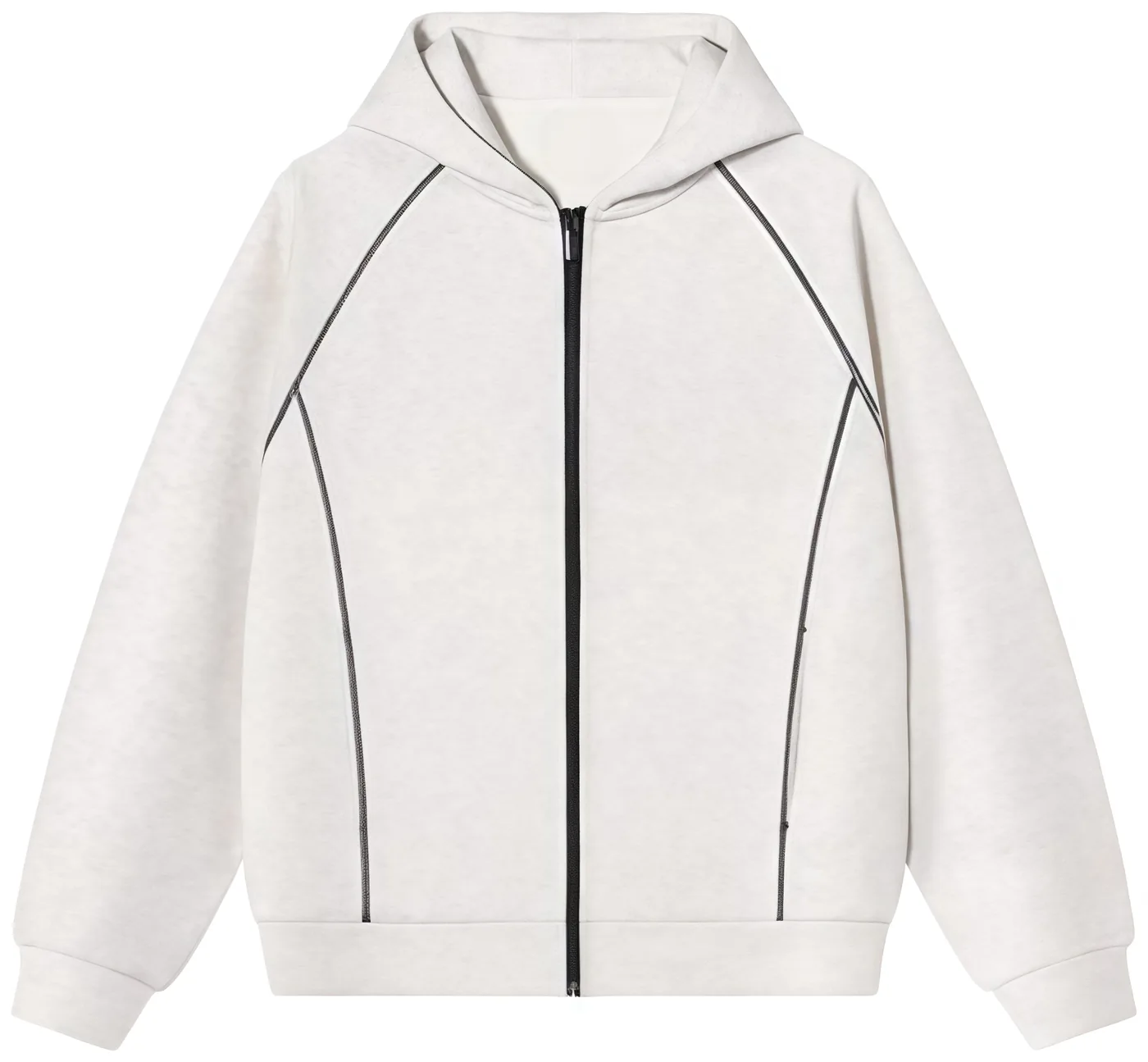 Curved Seam Panel Zip Hoodie, front view